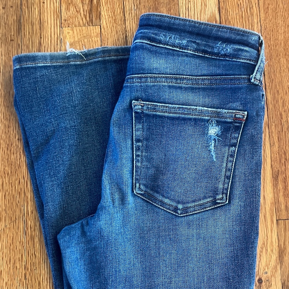 Edgely Distress Dark Blue Boot Cut Jeans